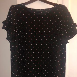 BLACK AND PINK POLKY BLOUSE